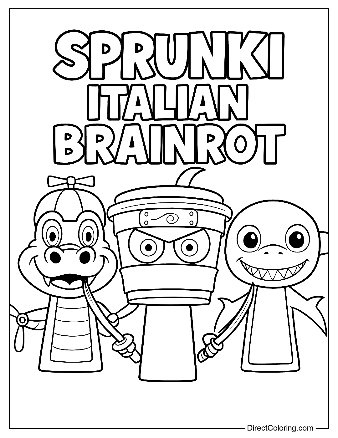Free Incredibox Sprunki Italian Brainrot Coloring Page